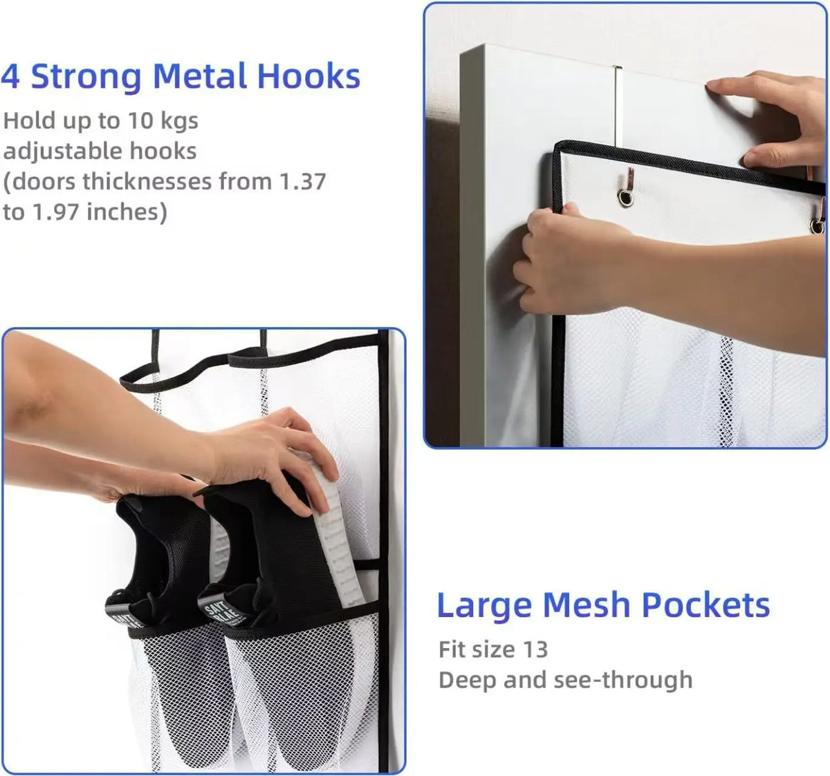 Over-the-Door Hanging Shoe Organizer with Mesh Pockets