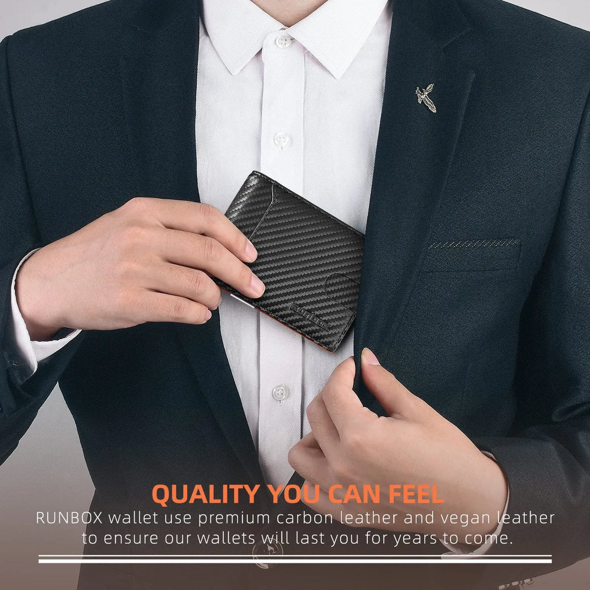 Slim Leather RFID Blocking Wallet with Money Clip