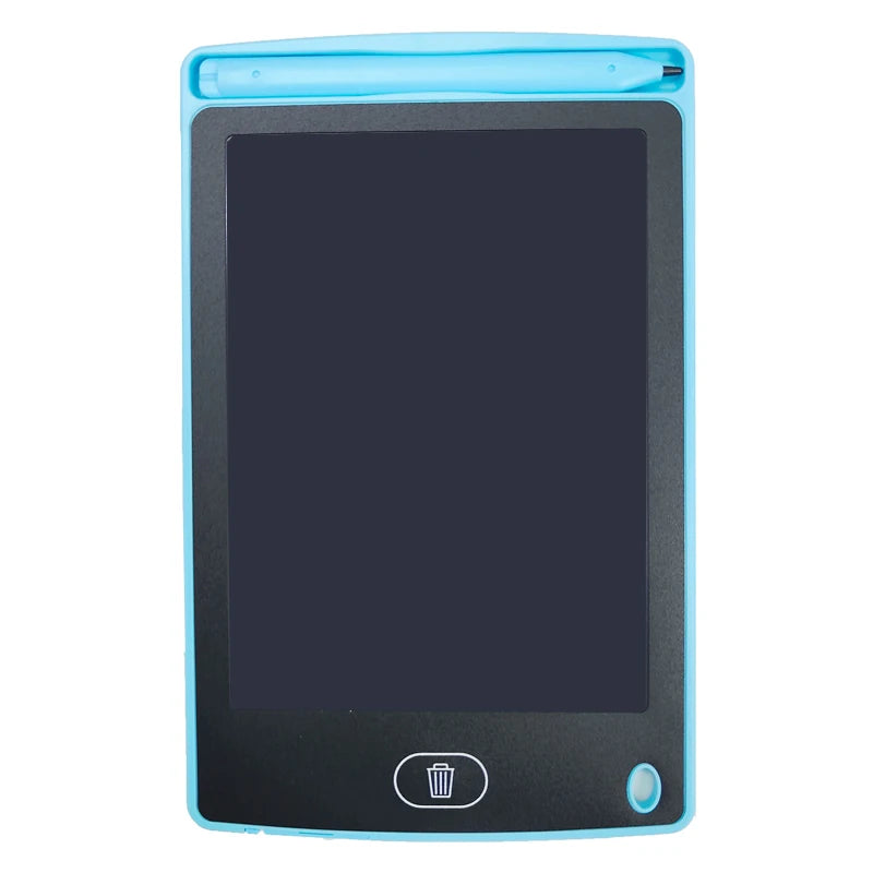 Blaue und schwarze, verstellbare LCD-Zeichen-Tablet für Kinder mit abgerundeter Form.