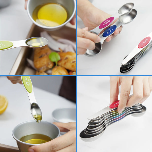 Stainless Steel Magnetic Measuring Spoons - Set of 8