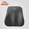 A grey memory foam car headrest and lumbar support cushion.