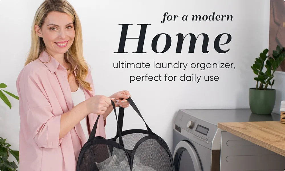 Collapsible Mesh Laundry Basket with Handles