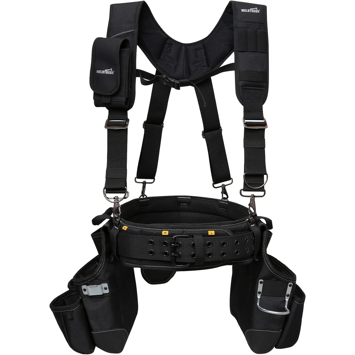 Heavy-Duty Carpenter Tool Belt with Suspenders and Pouch Set