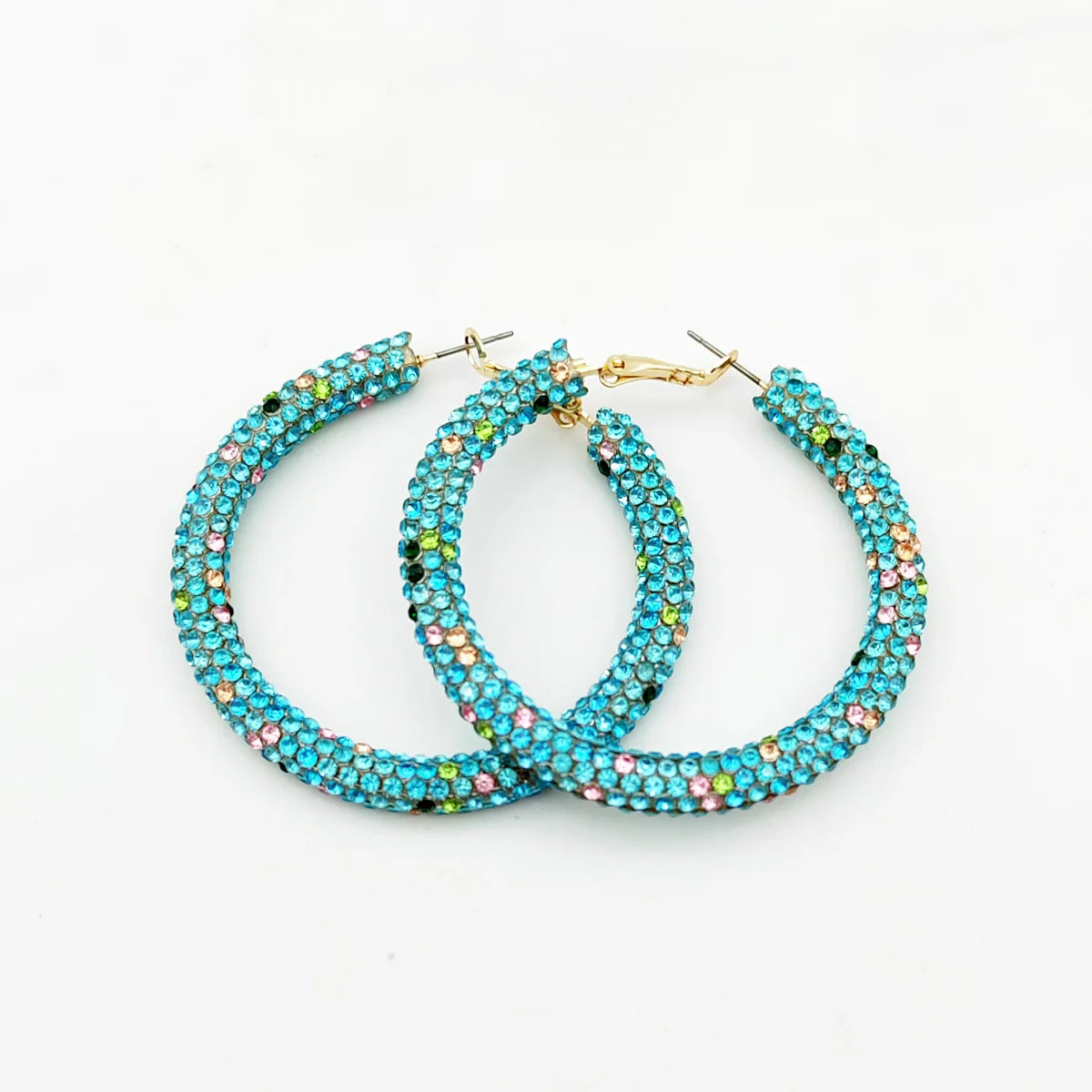 Rainbow Crystal Hoop Earrings
