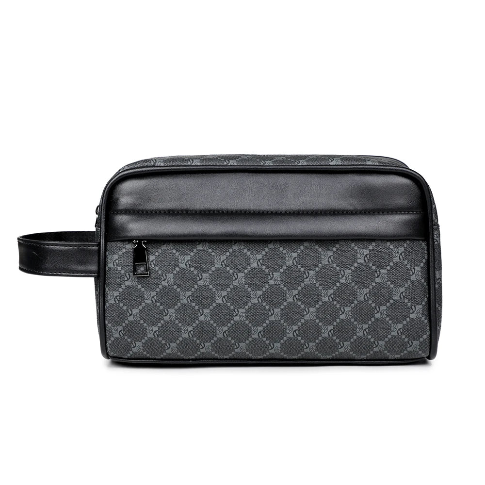 Men's PU Leather Clutch Wallet with Zipper Closure