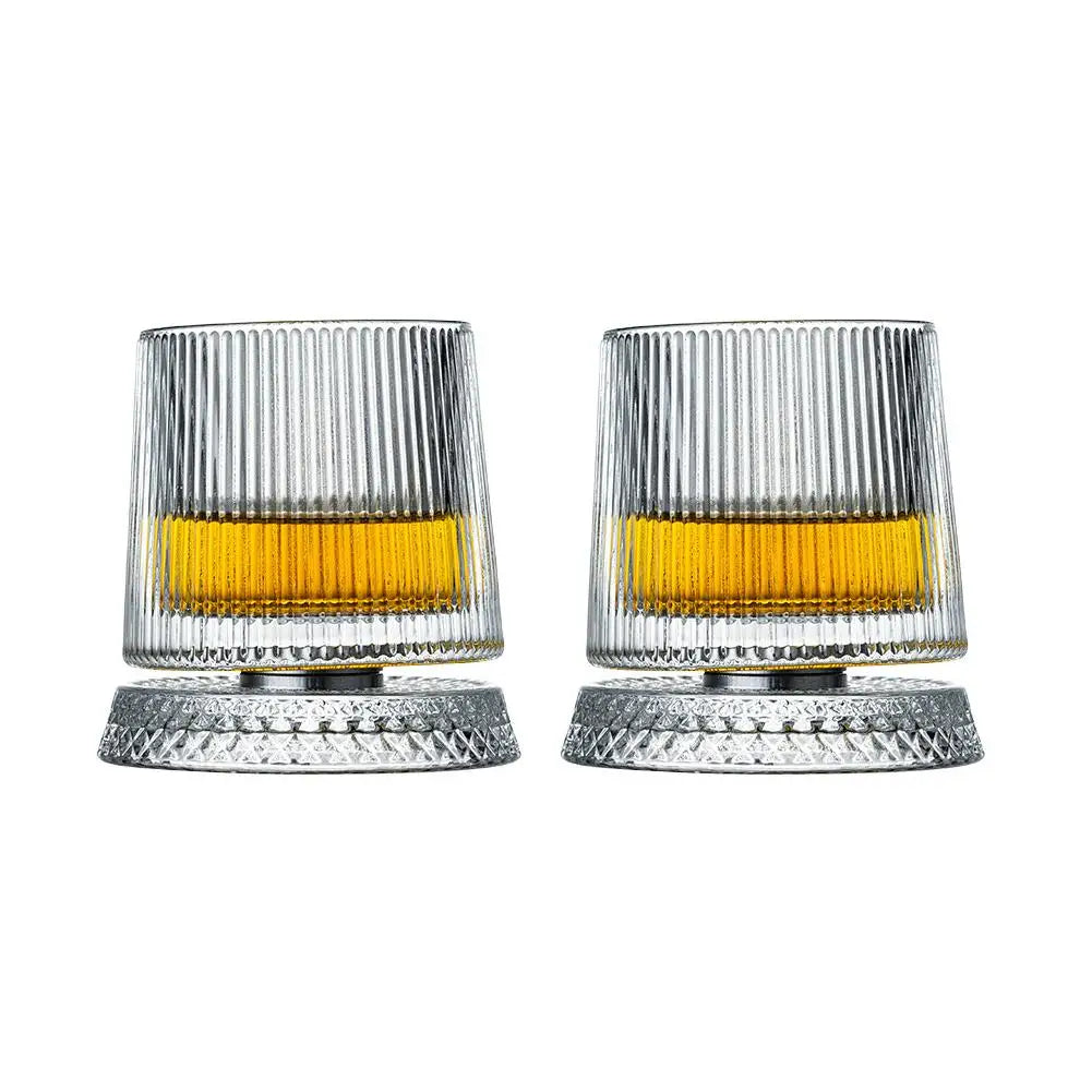 360° Rotating Whiskey Glasses (Set of 2) with Crystal Clear Glass