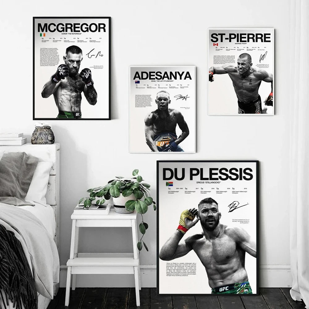 UFC Fighter Canvas Wall Art - MMA Boxing Poster for Gym & Man Cave Decor