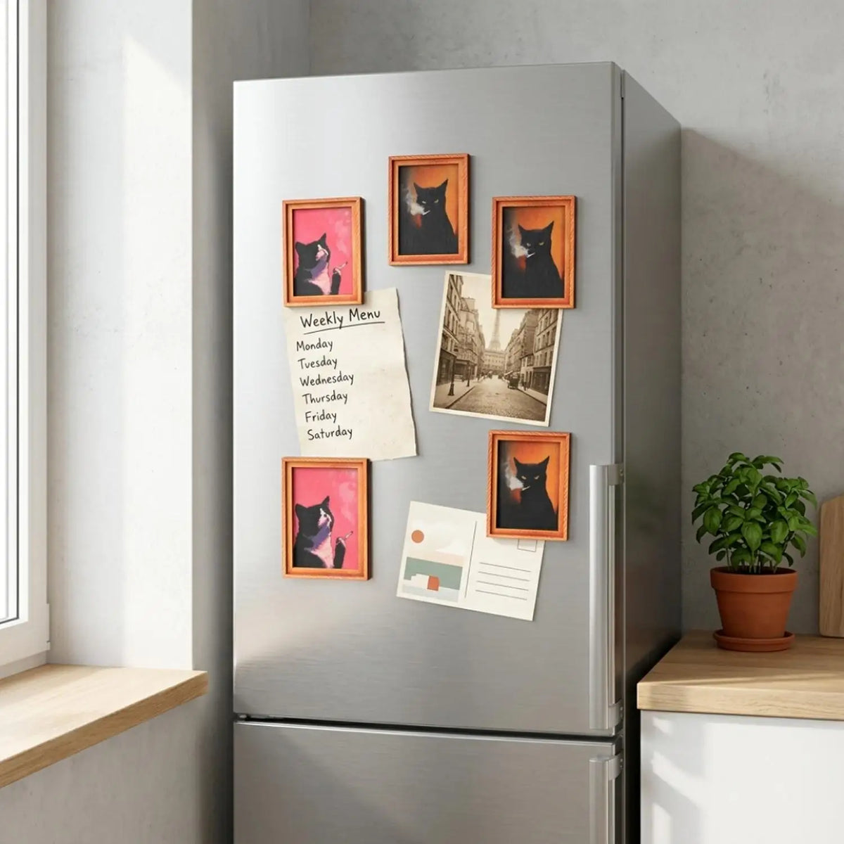Cat Frame Fridge Magnets Set