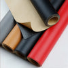 Rolls of self-adhesive PU leather patches in black, tan, and red for furniture and craft repairs