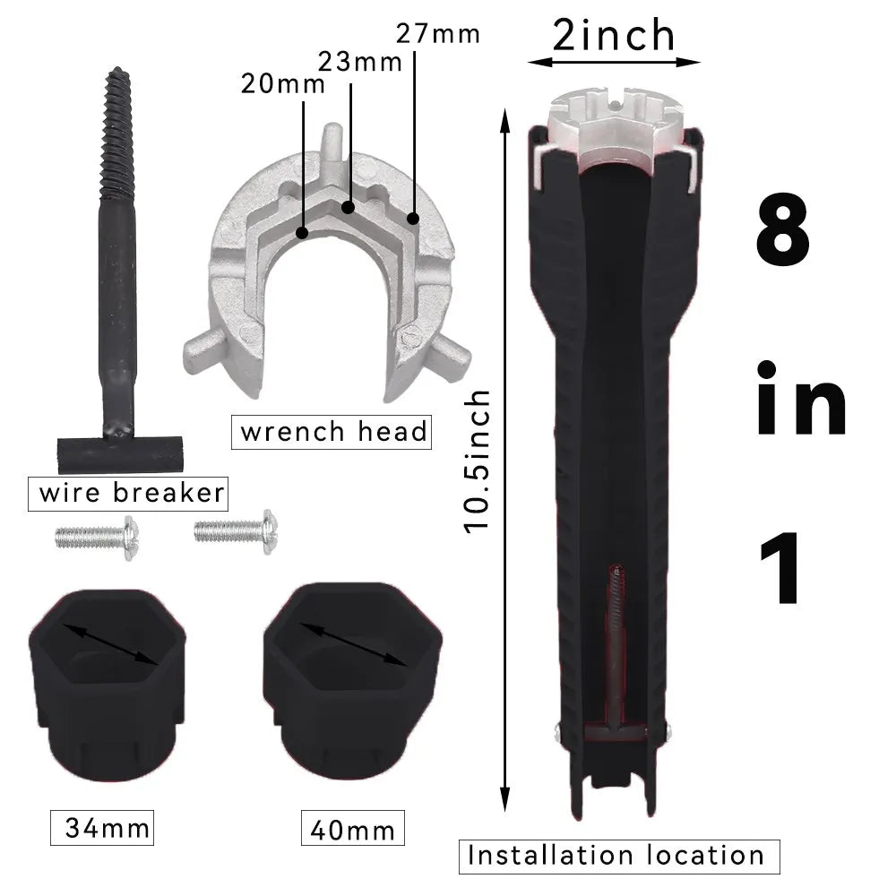 8-in-1 Multi-Function Plumbing Wrench Set for Faucets and Sinks