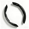 A black carbon fiber pattern steering wheel cover with an anti-slip grip.