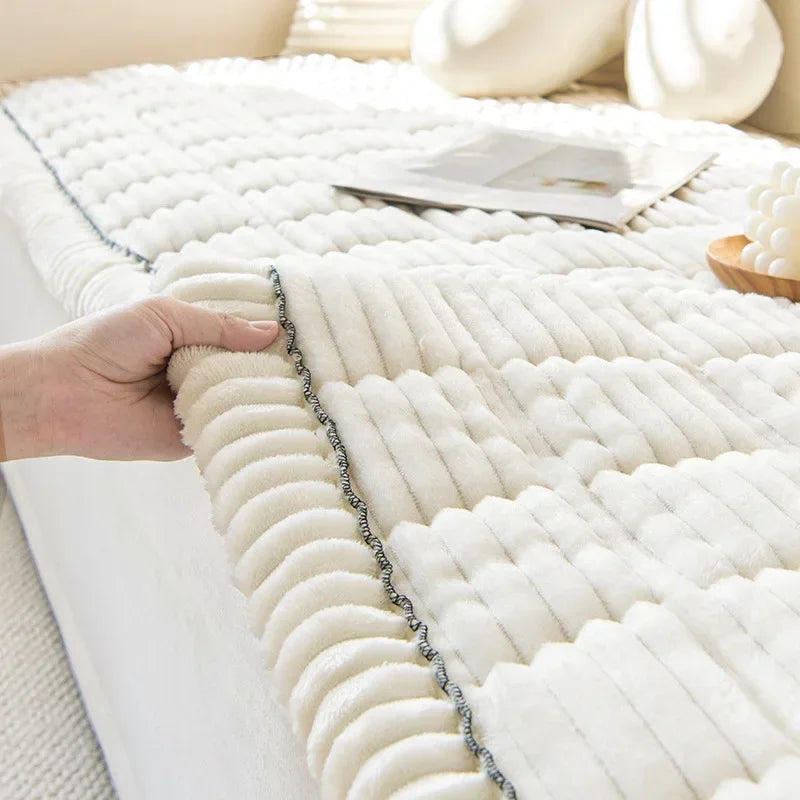 Soft Corduroy Sofa Cushion Cover with Non-Slip Backing
