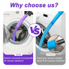 Comparison showing a purple stretch connector versus a blue fixed size vacuum adapter for dryer vent cleaning kits