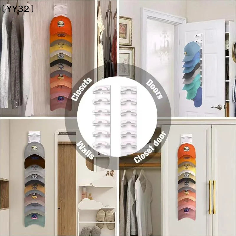 Wall-Mounted Cap Rack for Hat Storage and Organization