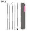 A set of five stainless steel beauty tools for acne and blackhead removal