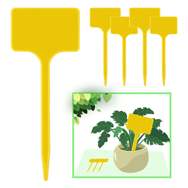 Yellow T-Type Garden Plant Labels with Stakes