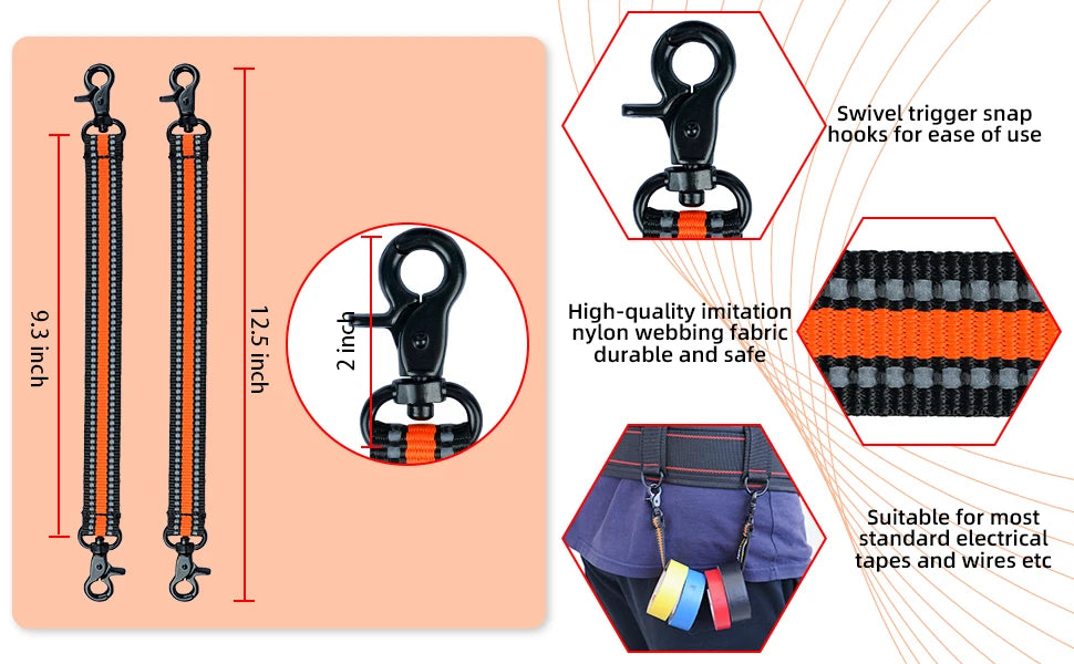 Durable Electrical Tape Holder with Snap Hook for Tool Belts and Pouches