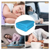 A collection of blue flannel throw blankets shown in various contexts including a car, air-conditioned room, sofa, and office