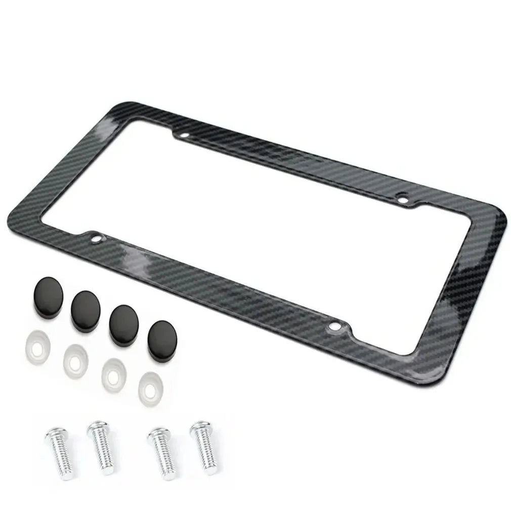 Carbon Fiber Style License Plate Frame with Screw Kit