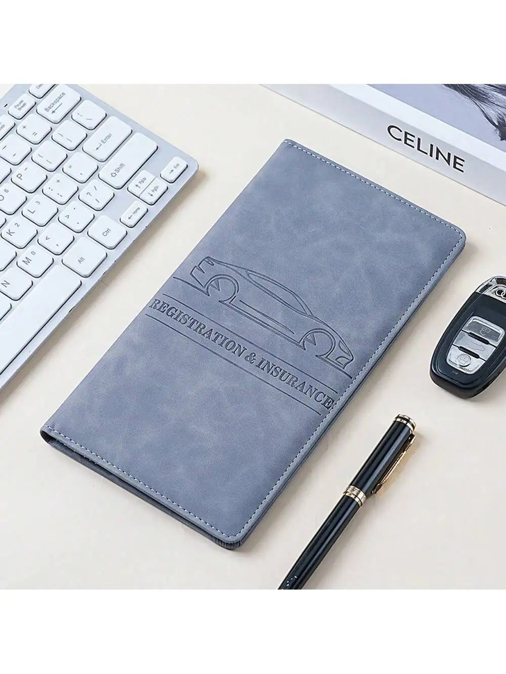 Car Registration & Insurance Card Holder – Leather Document Organizer for Glove Box