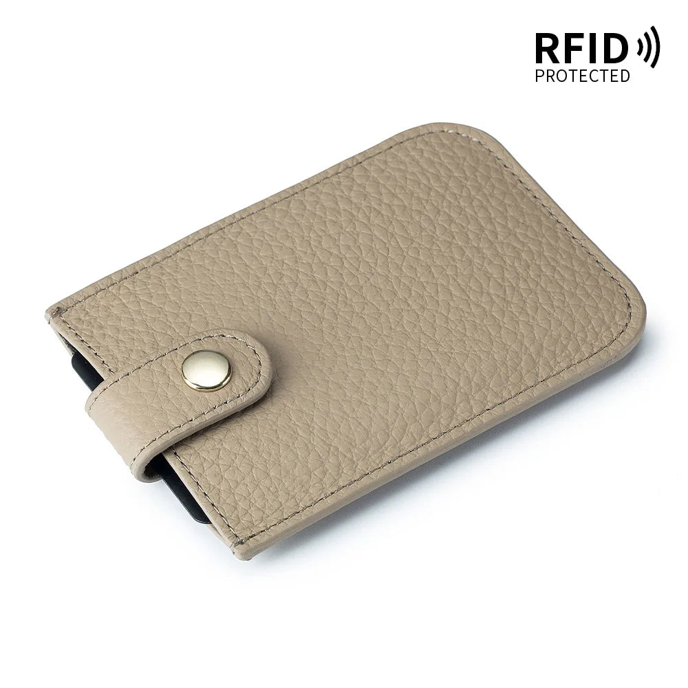 Slim Leather Card Holder with Quick-Access Pull Tab