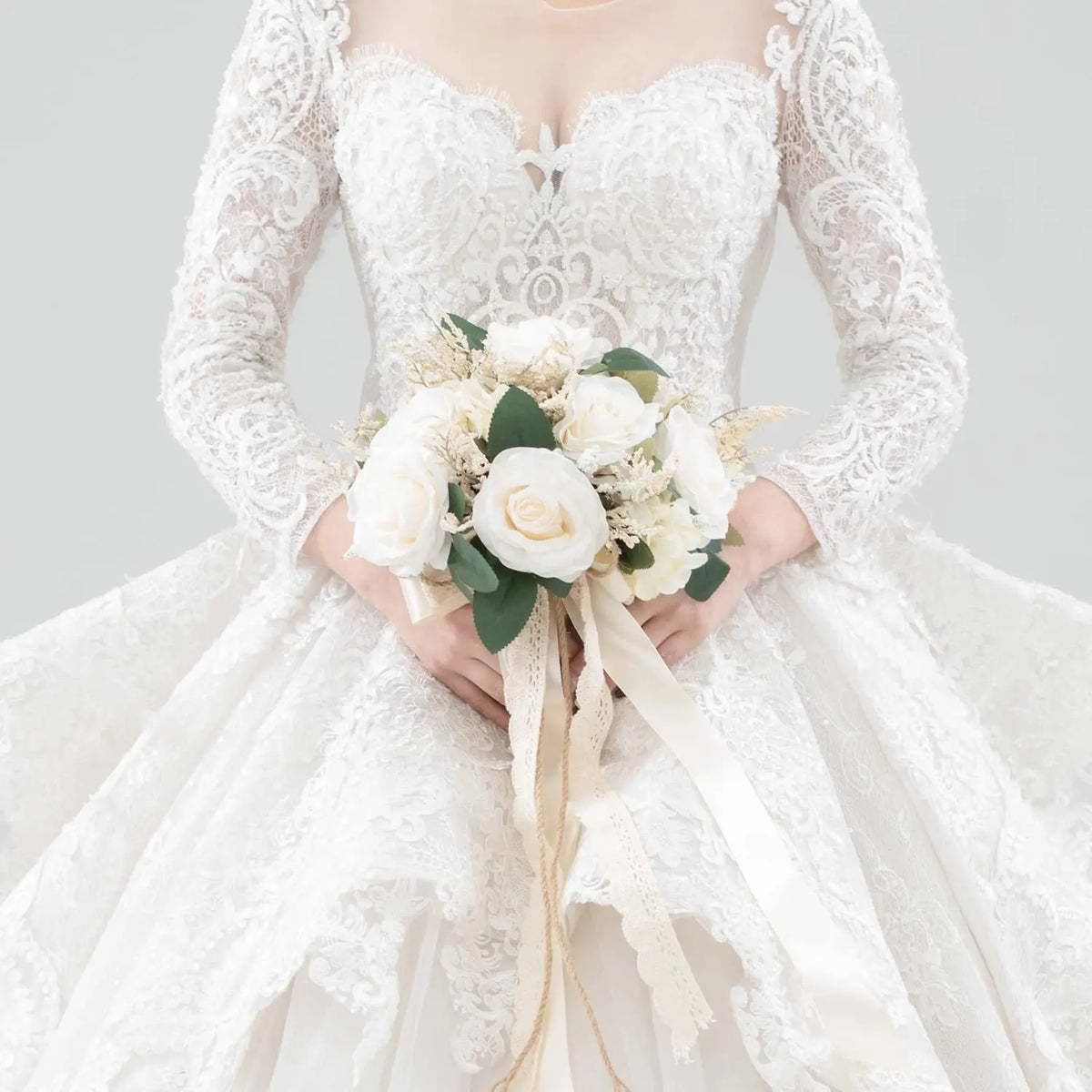 Champagne Ivory Artificial Rose Wedding Bouquet