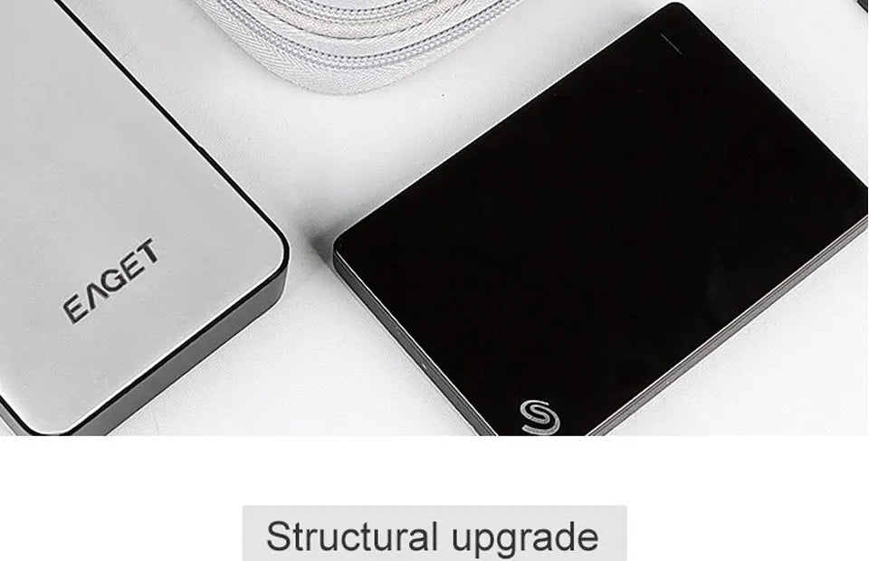 A black waterproof nylon cable organizer travel case is shown next to a white electronic device.