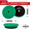 Sharkfox professional and standard size polishing sponge pads in green and black.