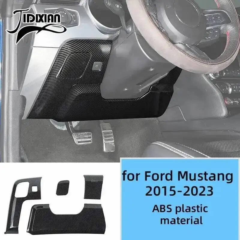 Carbon fiber grain decorative trim kit for Ford Mustang 2015-2023 featuring ABS plastic material