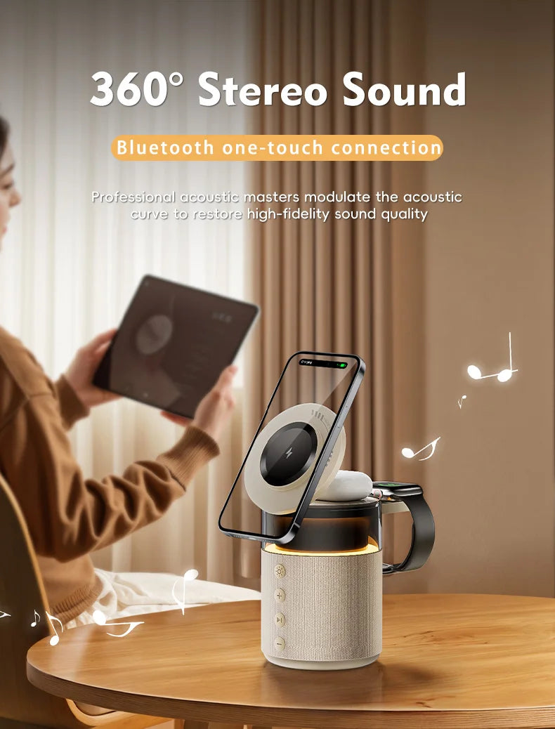 3-in-1 Magnetic Wireless Charging Station with Bluetooth Speaker