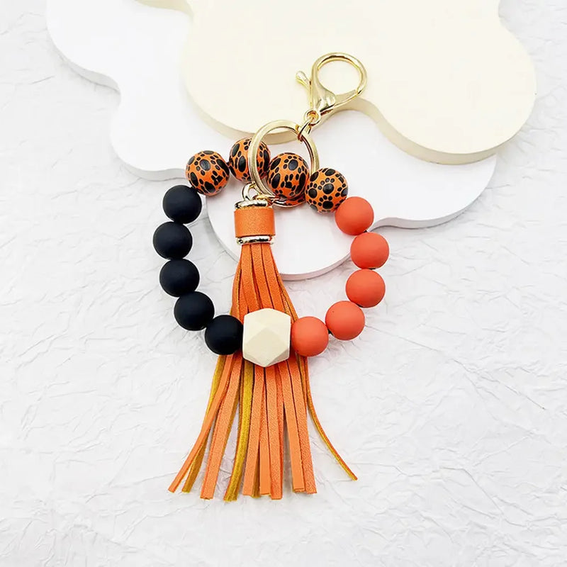 Boho Silicone Bead Keychain with Tassel