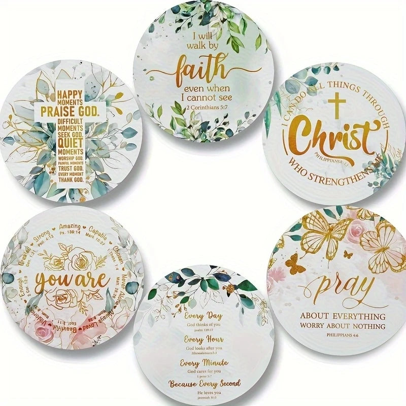 Floral Christian Quote Wooden Coasters (Set of 4)
