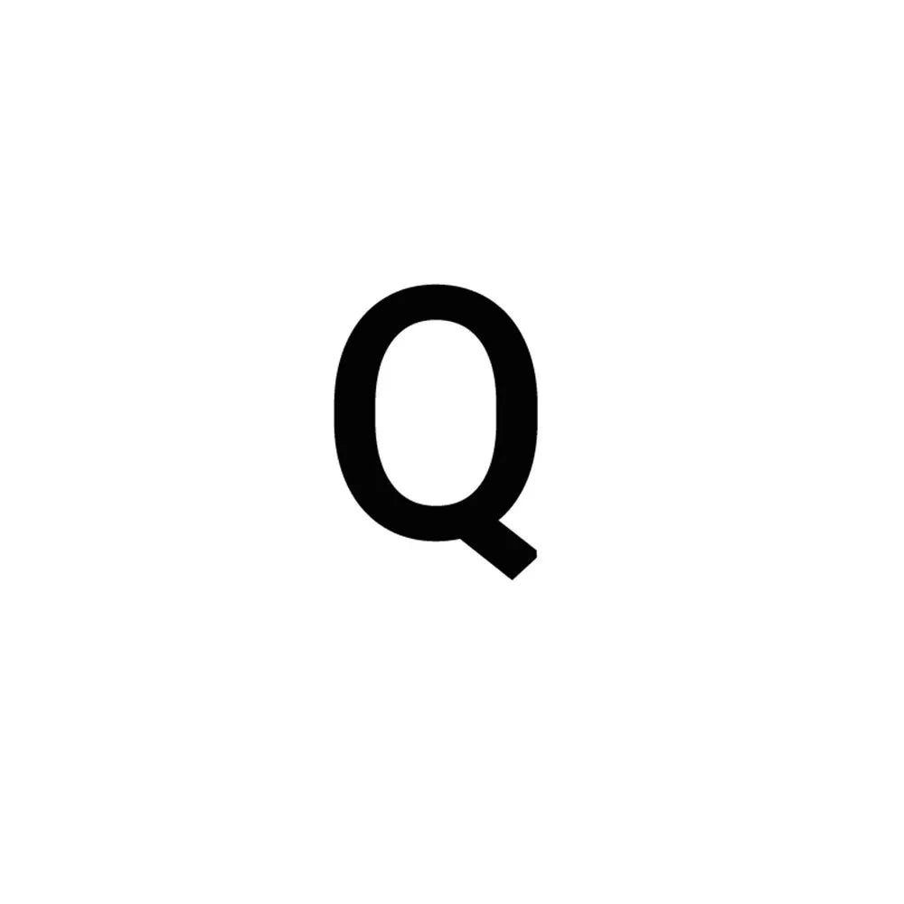 A black letter Q symbol on a white background.