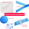 Blue vacuum storage bags with a leak proof gas valve and sealing buckle for space-saving organization