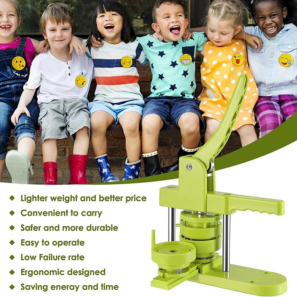 DIY Pin Button Maker Machine Kit with 100 Button Parts and Circle Cutter