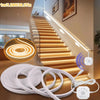 LED motion sensor light strip with chasing effect and color temperature selection coiled wires