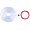Transparent silicone corner guards for baby safety shown as a disc and an ring.