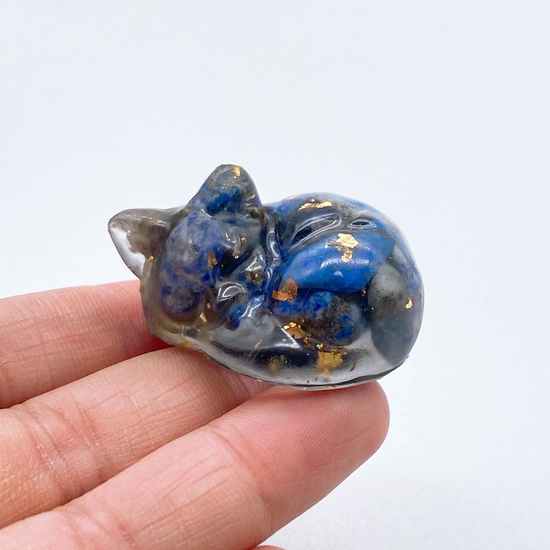 Sleeping Cat Crystal Resin Figurine