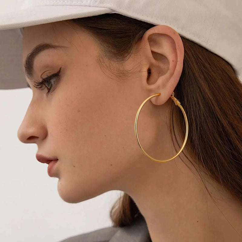 18K Gold Plated Stainless Steel Hoop Earrings