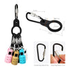 A set of squid jig protectors and a carabiner with various sizes shown alongside dimensions.