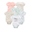 Cotton Short Sleeve Baby Bodysuits – Floral Print, 0-12 Months