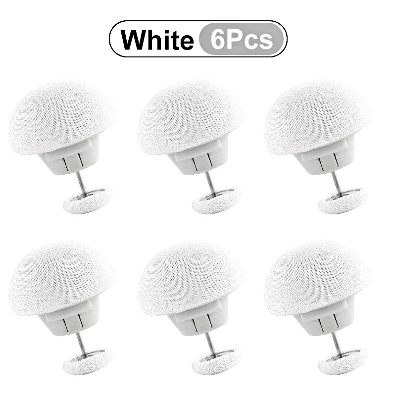 White anti-slip bedsheet quilt clips shown in various angles and quantities