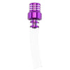 A clear plastic fuel tank breather valve with a purple threaded top and a clear tube.