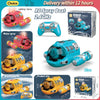 A collection of RC spray boats in various colors and sizes, including a blue model, yellow model, and an orange model.