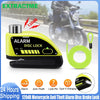 Yellow motorcycle disc brake lock with a loud 120dB alarm and a green charging cable