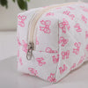 Bowknot Print Makeup Bag - Large Capacity Travel Toiletry Organizer