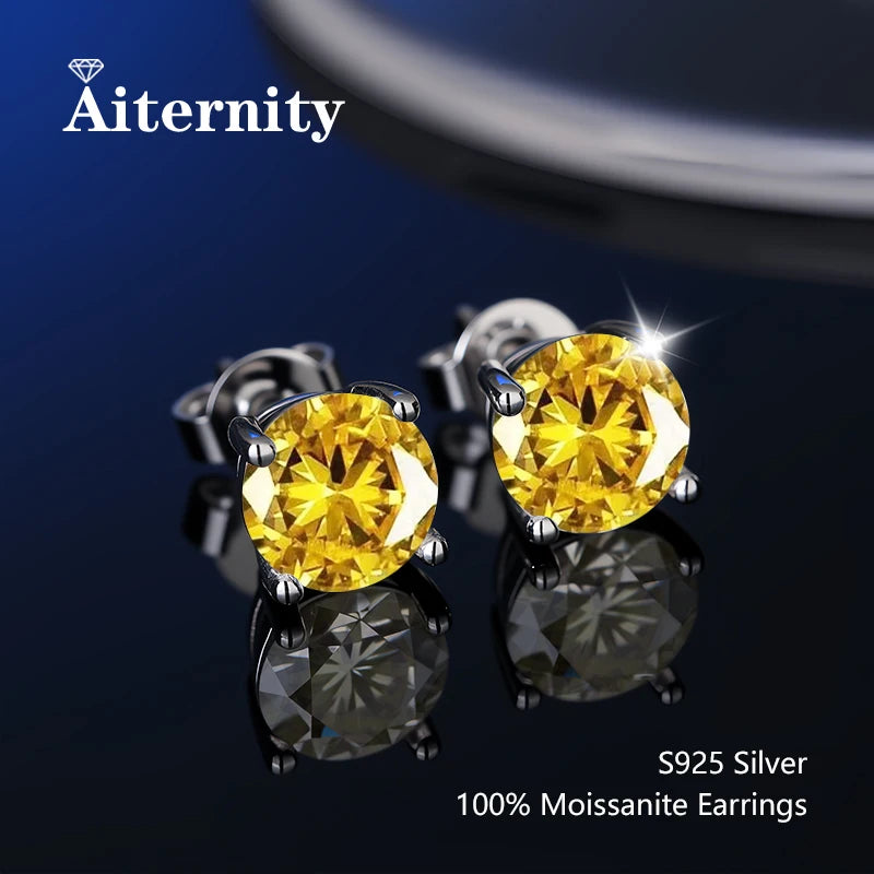 S925 Sterling Silver Moissanite Stud Earrings