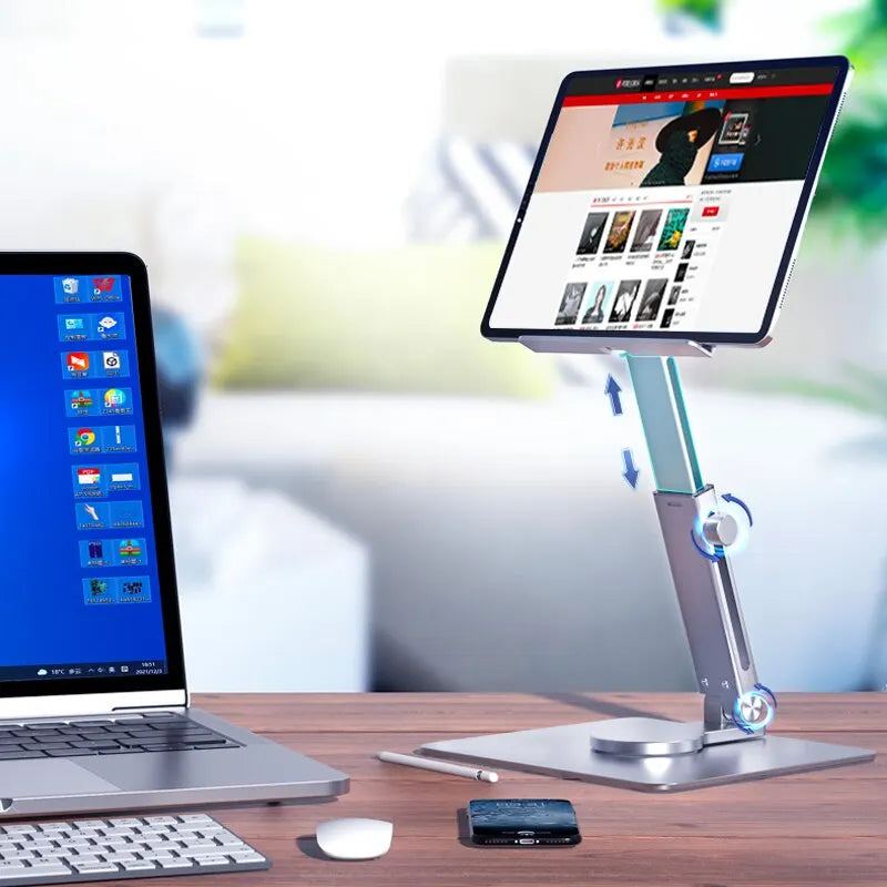 Adjustable Aluminum Tablet Stand with 360° Rotation