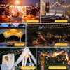 Various outdoor lighting scenes featuring vintage Edison bulb string lights for decor and parties.