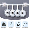 Silver curtain rod hooks with 5kg capacity and adhesive mounts for no-drill wall installation